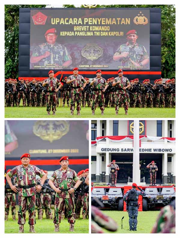 
 Disematkan Baret Merah Kopassus, Kapolri: Jangan Ragukan Sinergisitas TNI-Polri Jaga NKRI